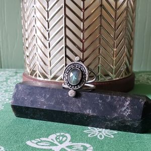 Blue and Blue artisan Green labradorite ring 💍💚 handmade bohemian jewelry